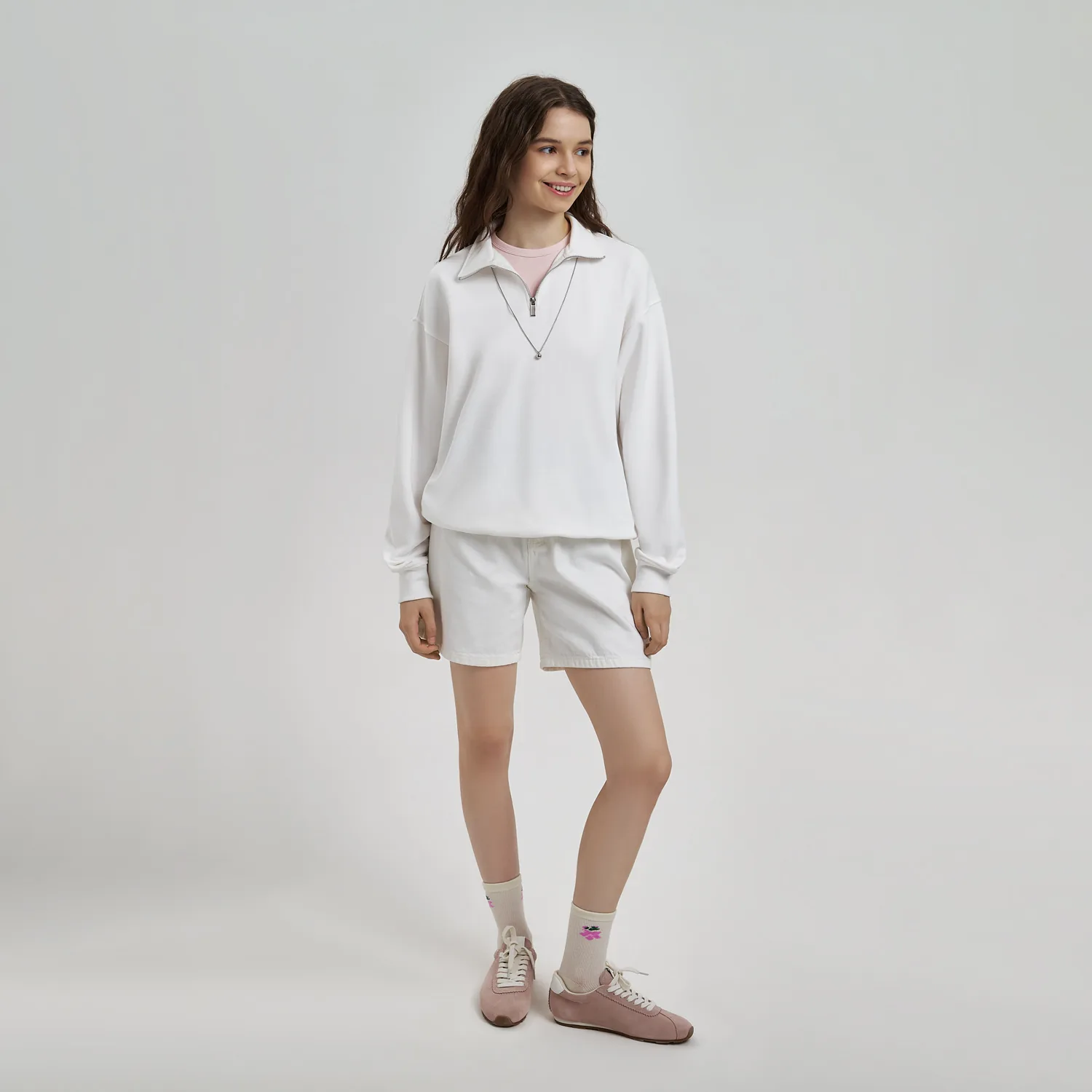 Толстовка на молнии унисекс Флоу (Flow), белая, размер M/L фото 4