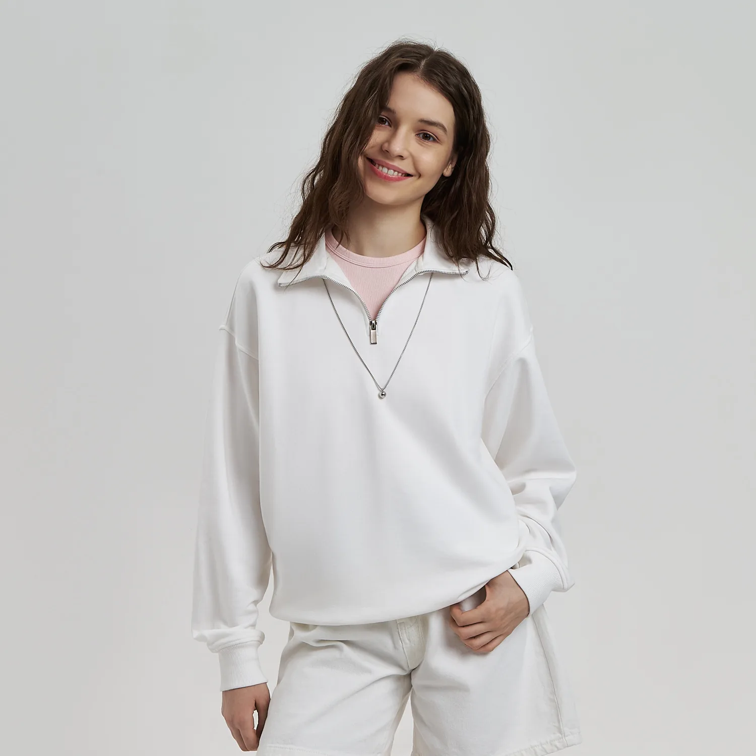Толстовка на молнии унисекс Флоу (Flow), белая, размер 3XL/4XL фото 3