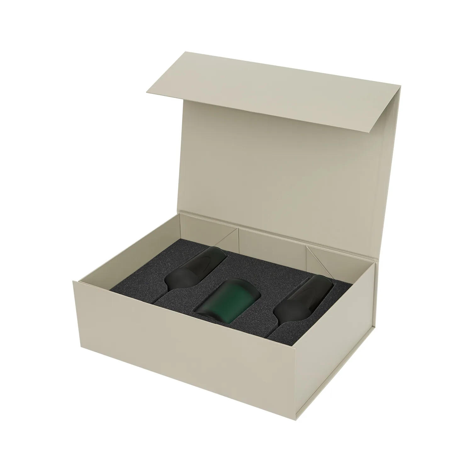 Подарочный набор свеча Энигма (Enigma) + 2 бокала для шампанского Эмеральд (Emerald) в серой коробке фото 3