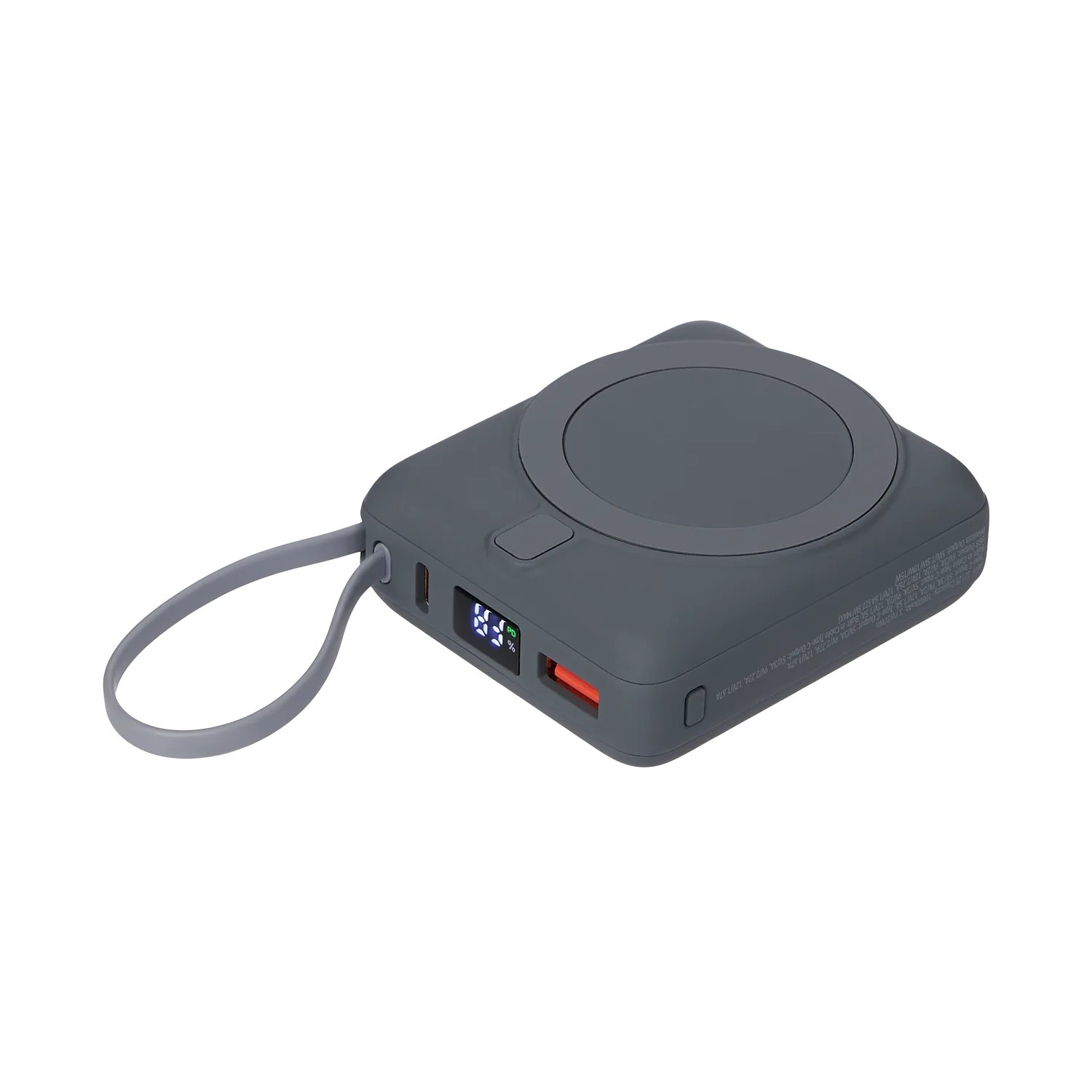 Внешний аккумулятор с подсветкой Риттер PD (Ritter PD) 10000mAh с функцией беспроводной зарядки 15W, серый