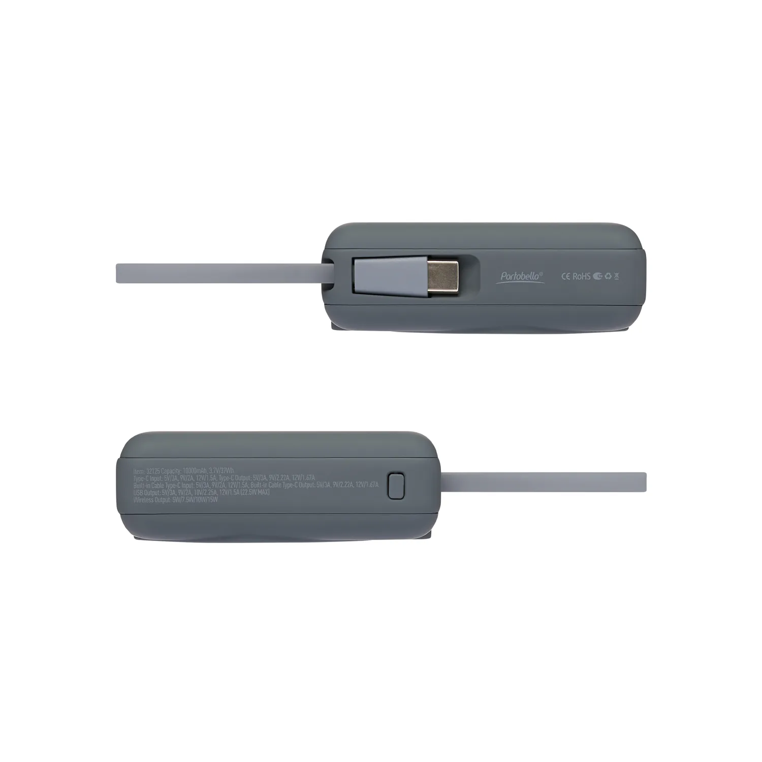 Внешний аккумулятор с подсветкой Риттер PD (Ritter PD) 10000mAh с функцией беспроводной зарядки 15W, серый фото 7