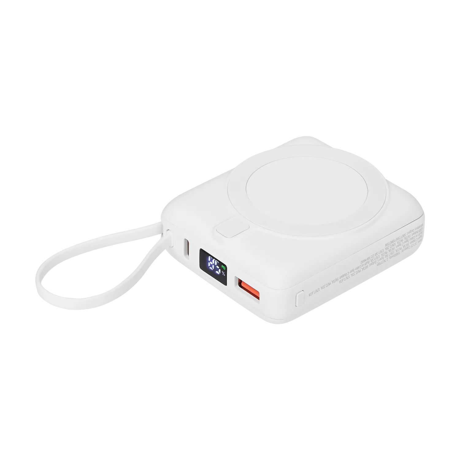 Внешний аккумулятор с подсветкой Риттер PD (Ritter PD) 10000mAh с функцией беспроводной зарядки 15W, белый