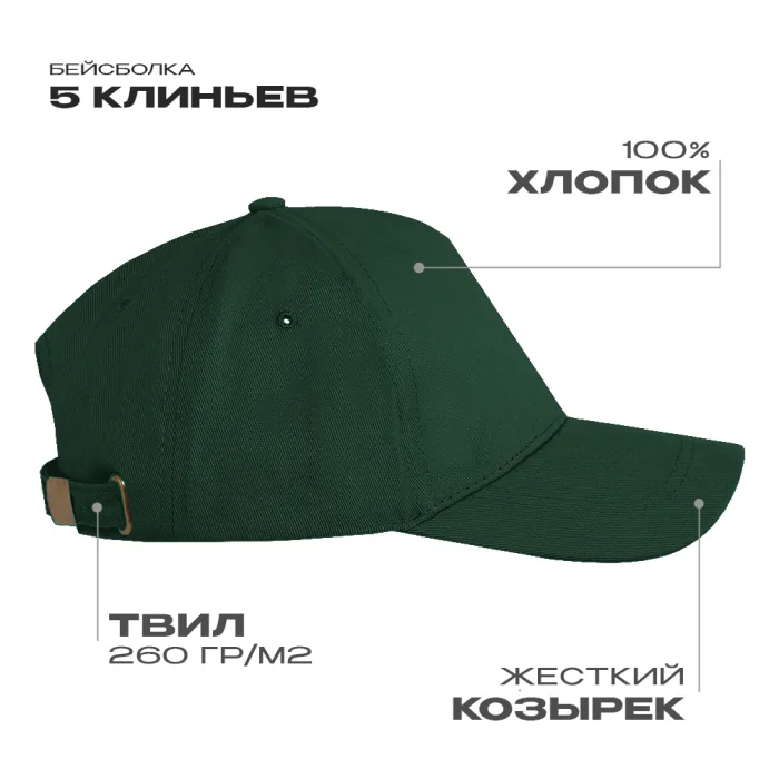 Бейсболка STAN 5 клиньев хлопок, 260, 112