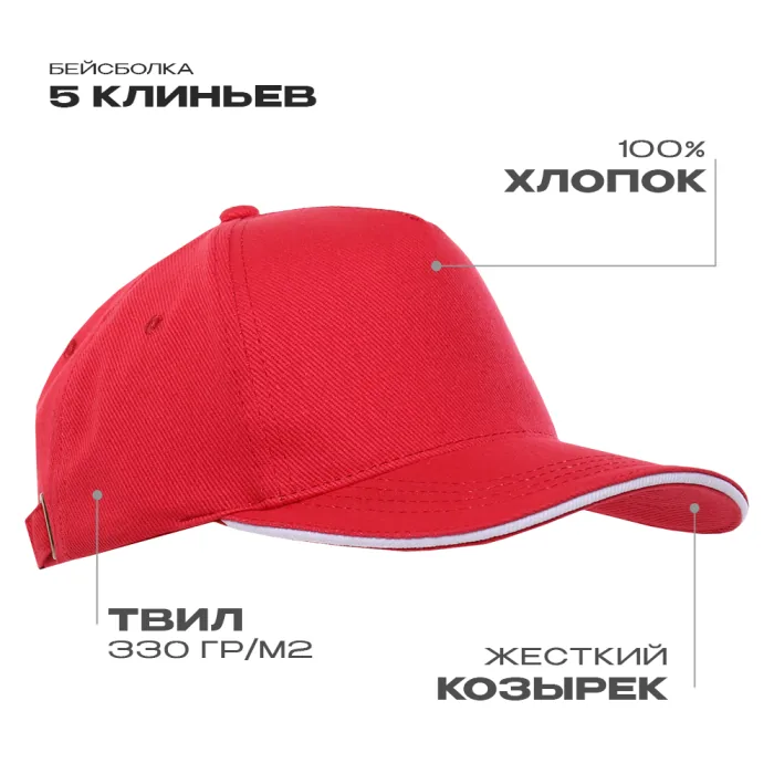 Бейсболка с кантом STAN 5 клиньев хлопок 330, 04