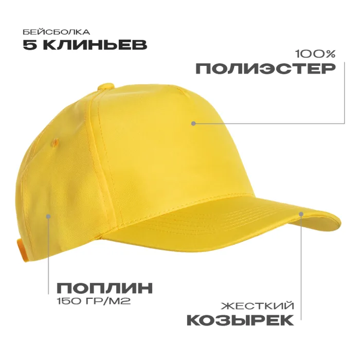 Бейсболка STAN 5 клиньев полиэстер 150, 10P