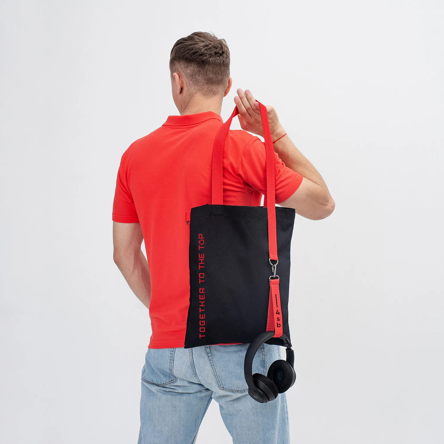 Шоппер Superbag black (чёрный с красным) фото 7