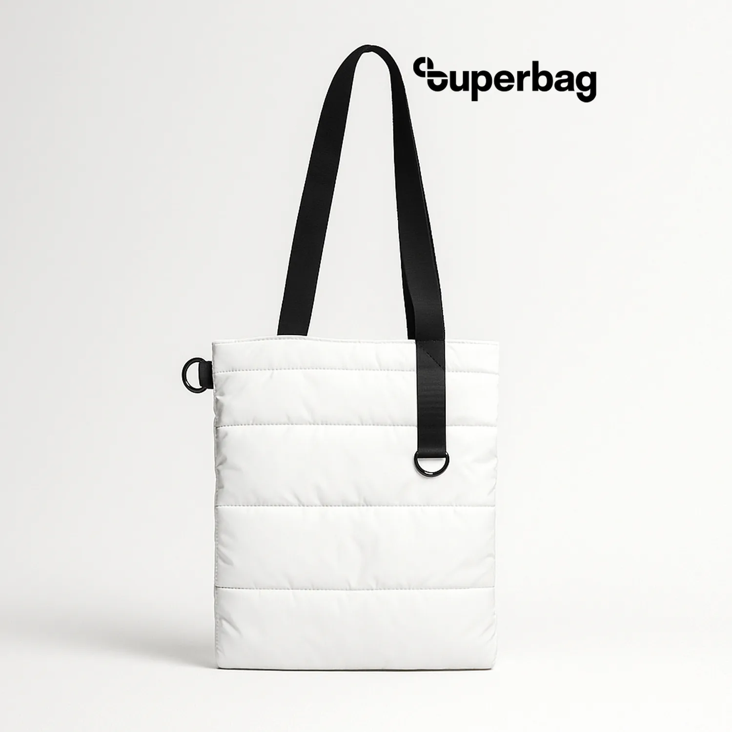 Шоппер Superbag Bubble, стёганый, с магнитной кнопкой (белый с черным)