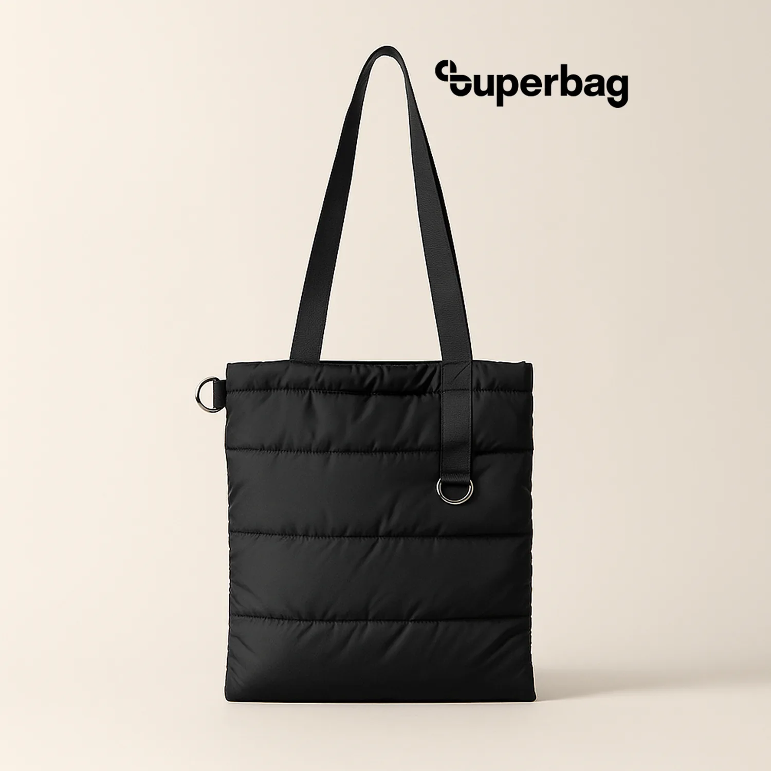 Шоппер Superbag Bubble, стёганый, с магнитной кнопкой (черный)