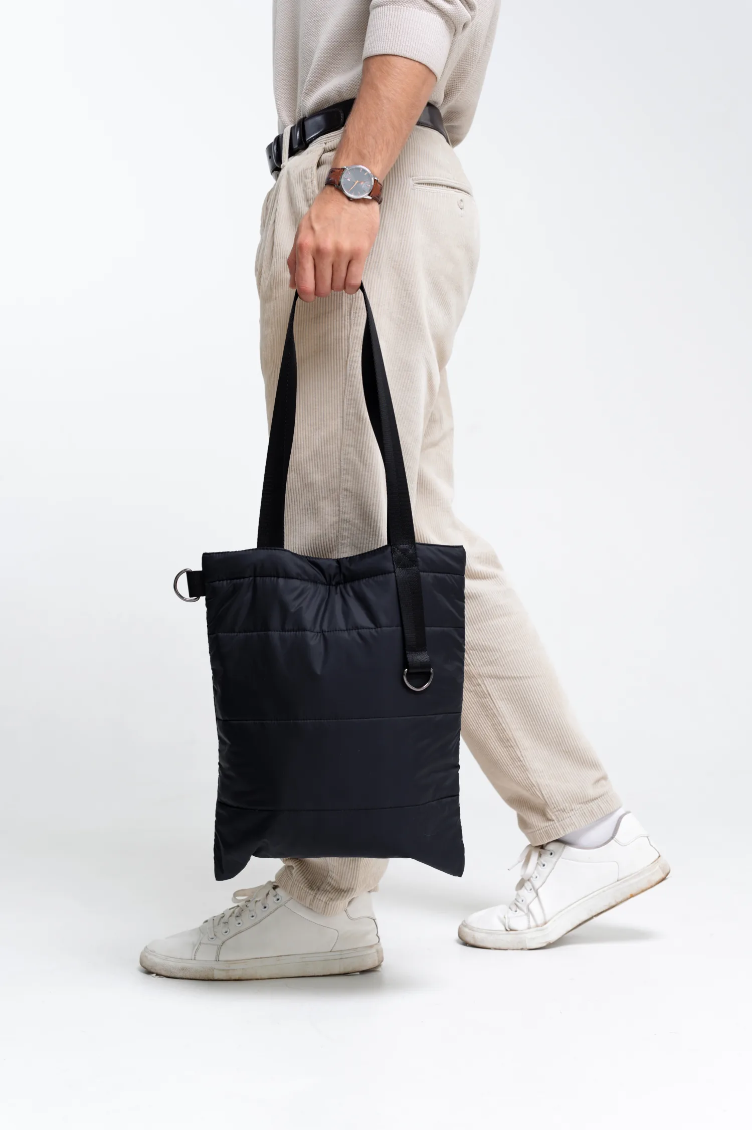 Шоппер Superbag Bubble, стёганый, с магнитной кнопкой (черный) фото 8