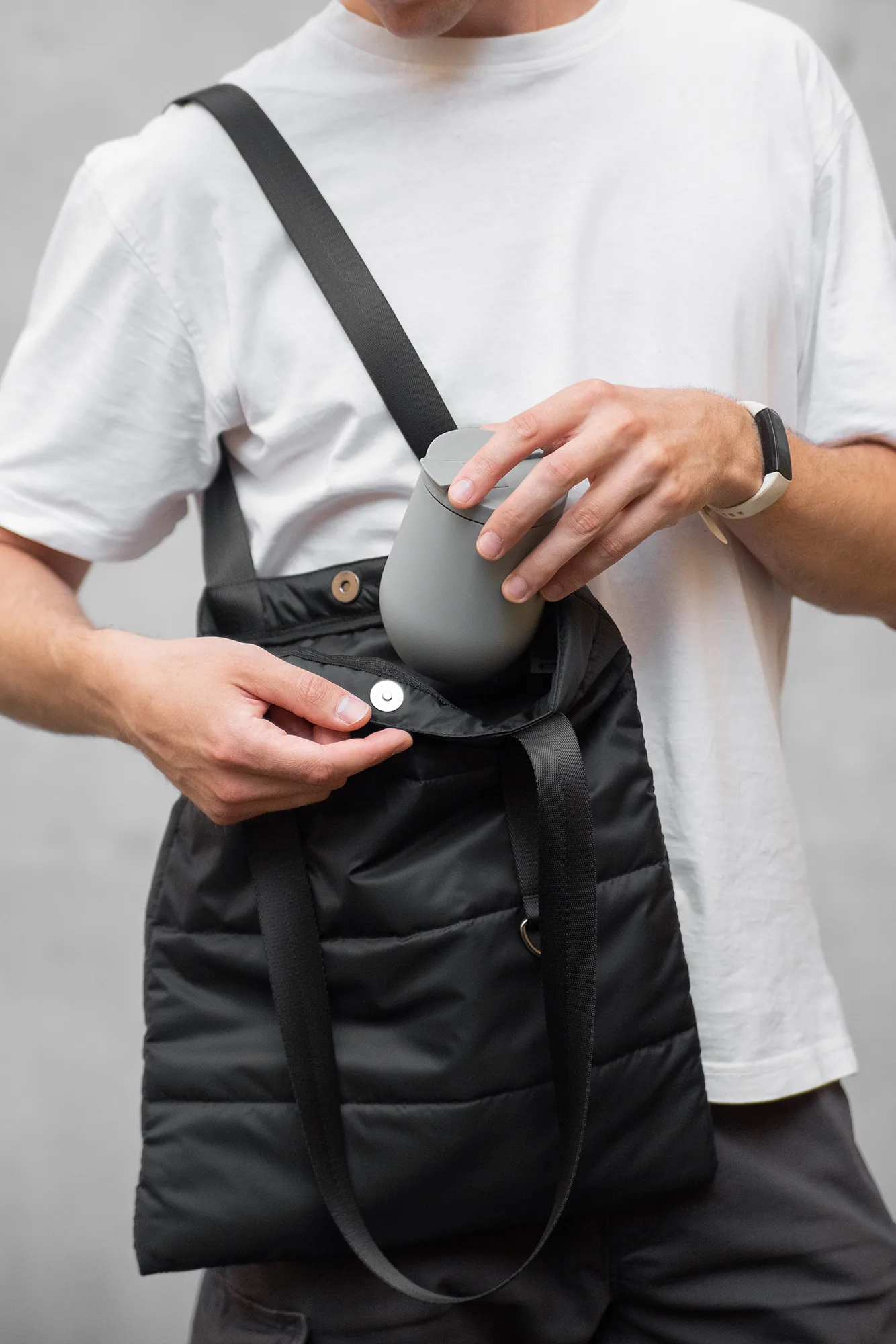 Шоппер Superbag Bubble, стёганый, с магнитной кнопкой (черный) фото 10