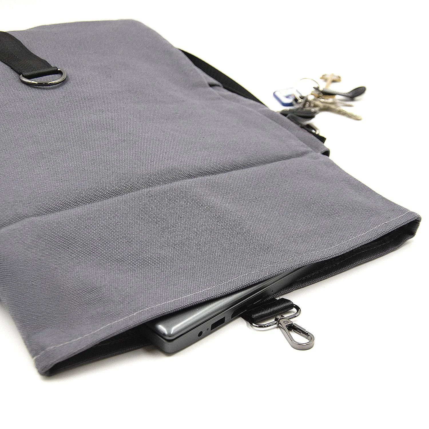 Шоппер Superbag Companion, с тремя отделениями, боковым креплением (карабин) и карманом (серый с черным) фото 10