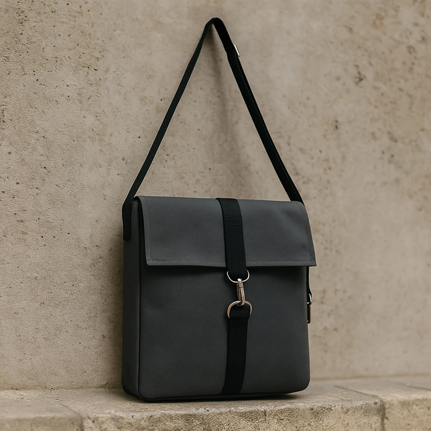 Шоппер Superbag Companion, с тремя отделениями, боковым креплением (карабин) и карманом (серый с черным) фото 12