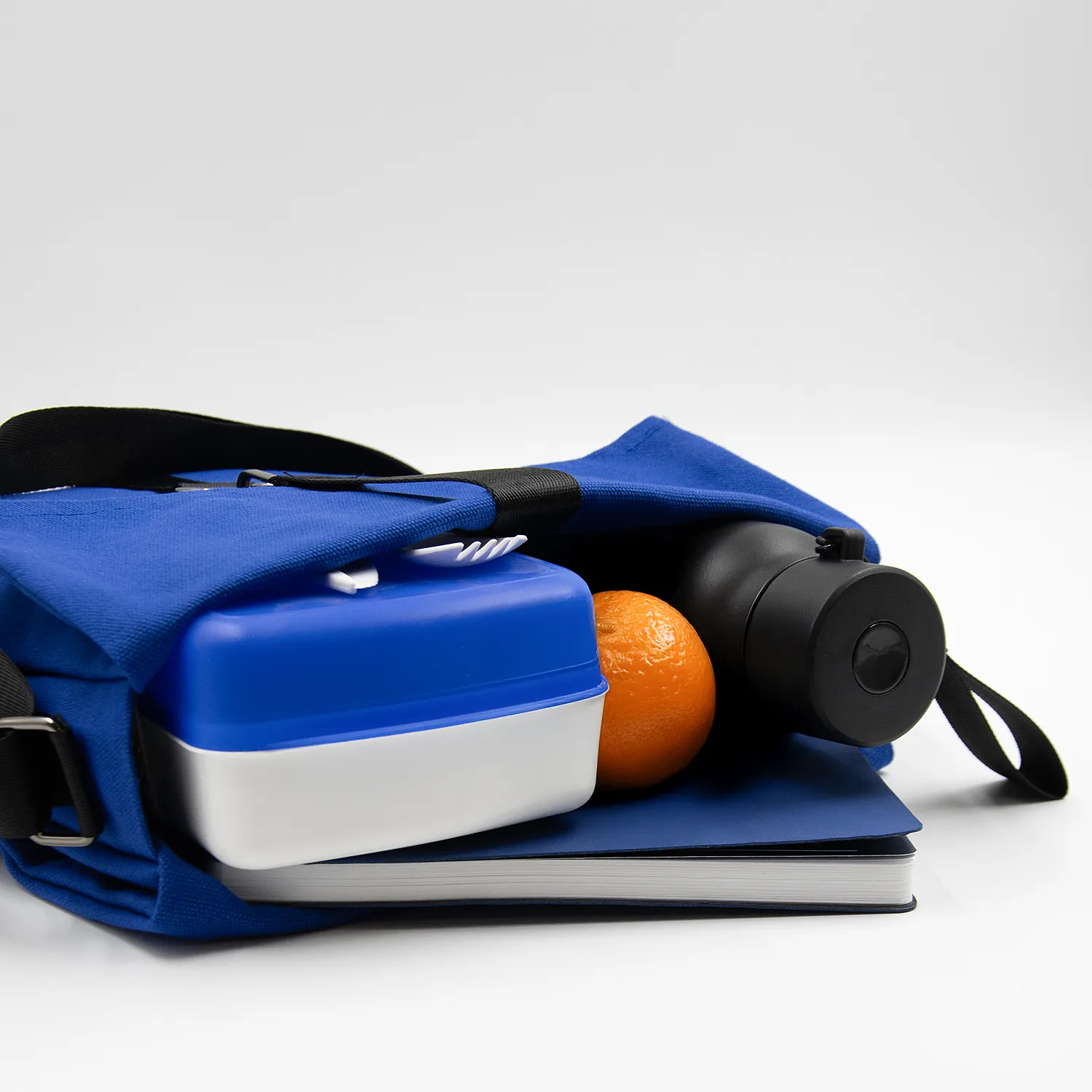 Шоппер Superbag Companion, с тремя отделениями, боковым креплением (карабин) и карманом (синий с черным) фото 8