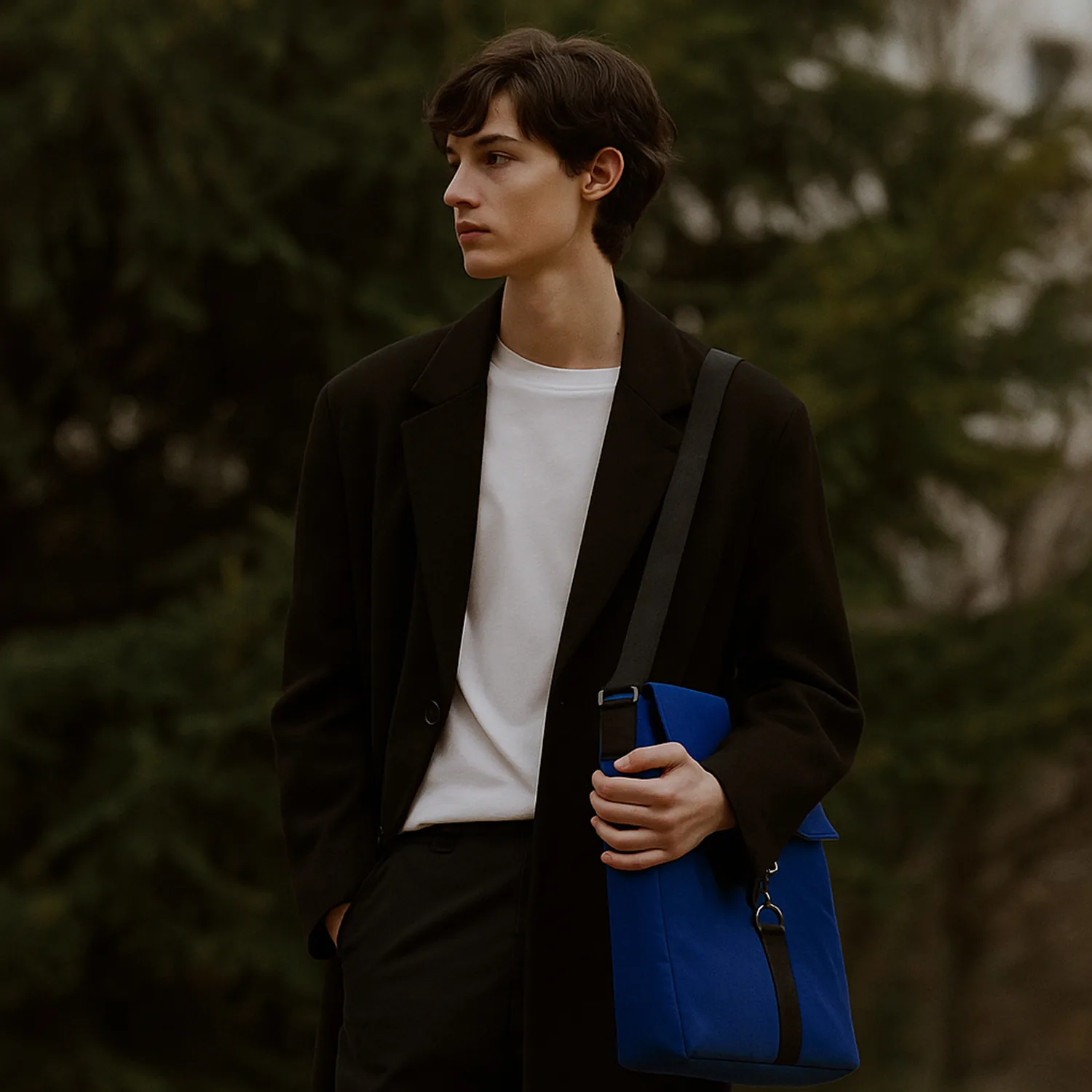 Шоппер Superbag Companion, с тремя отделениями, боковым креплением (карабин) и карманом (синий с черным) фото 12
