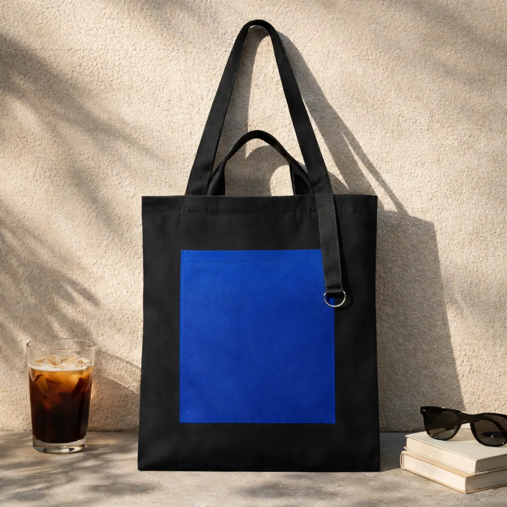 Шоппер Superbag Big Pocket, с карманом на молнии (черный с синим) фото 7