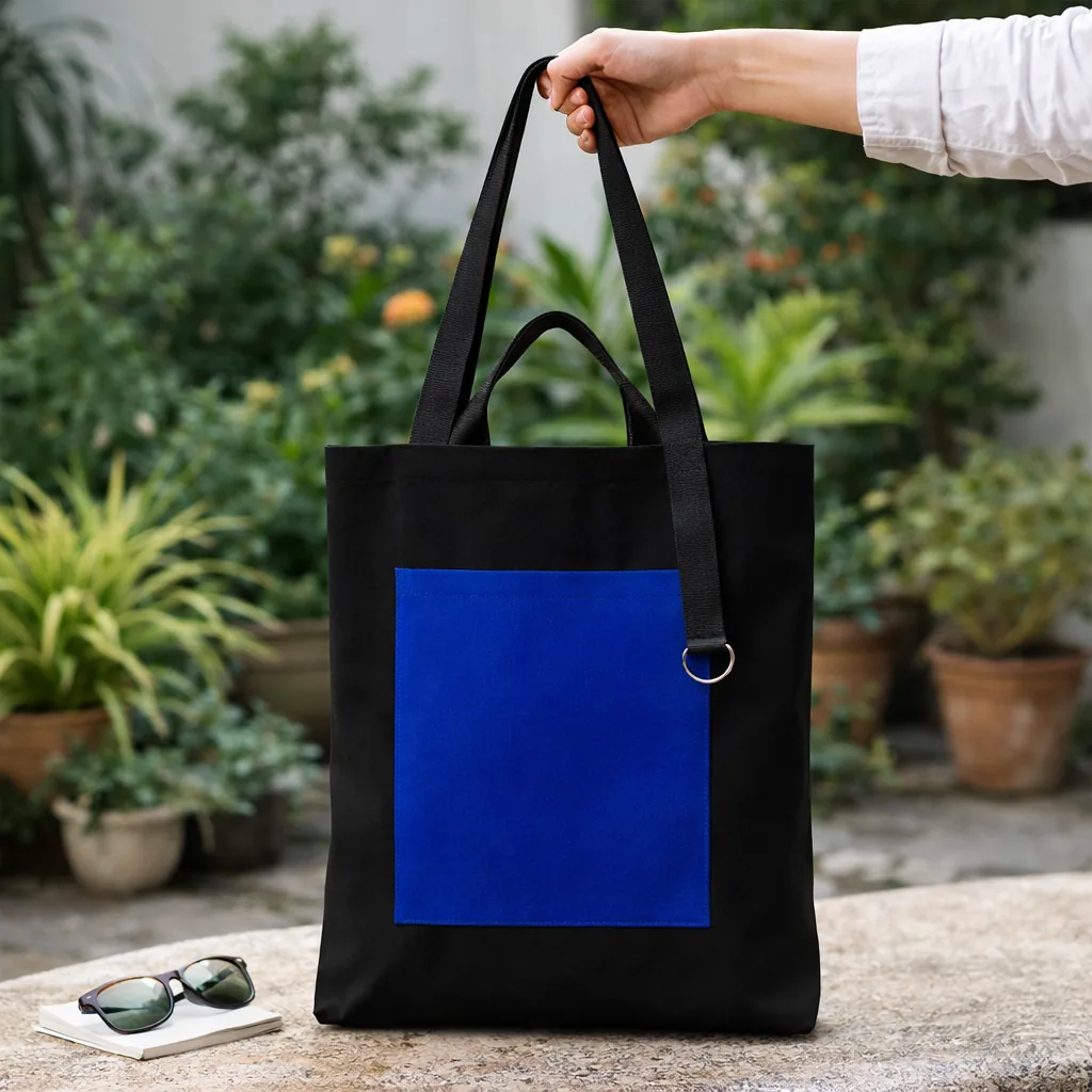 Шоппер Superbag Big Pocket, с карманом на молнии (черный с синим) фото 8