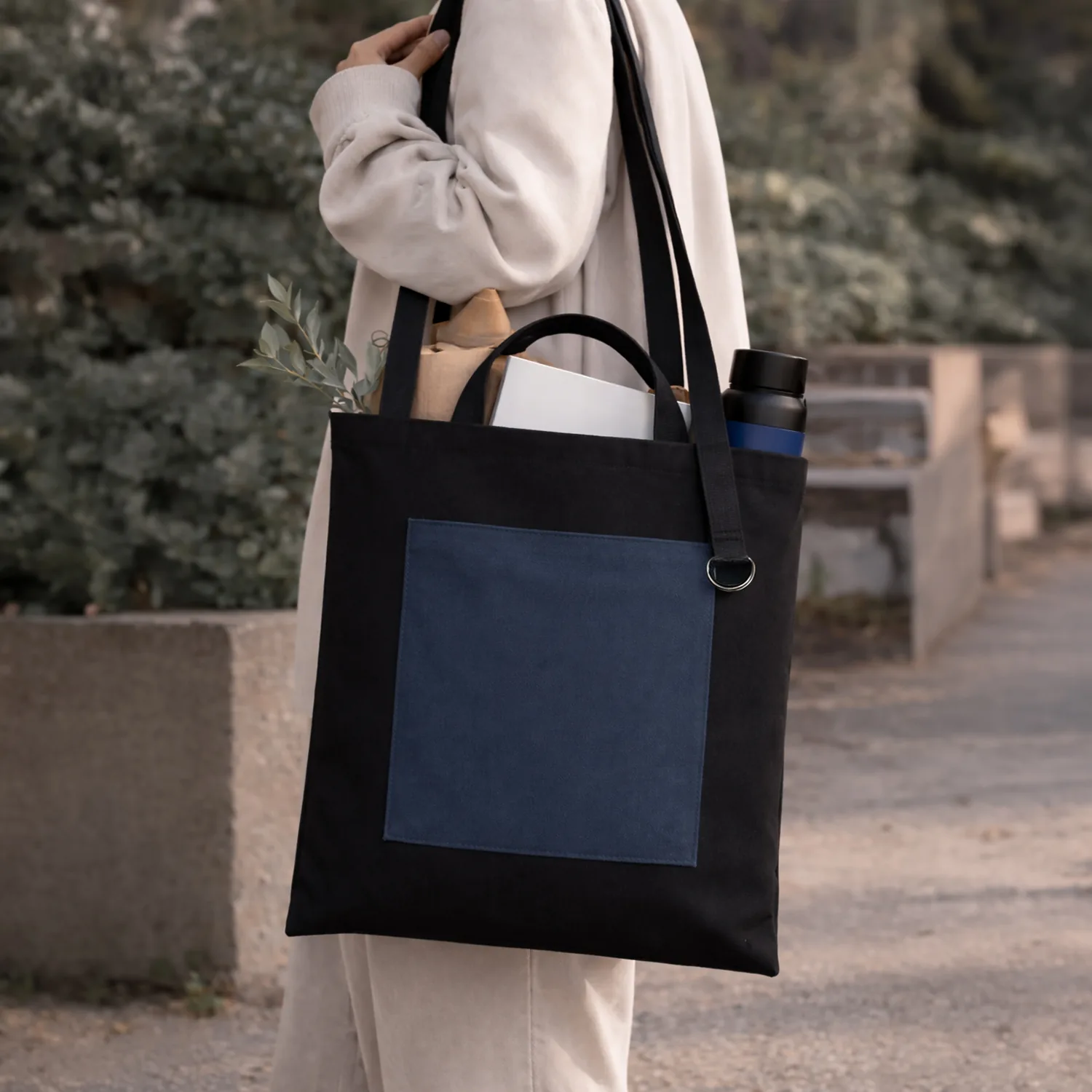 Шоппер Superbag Big Pocket, с карманом на молнии (черный с темно-серым) фото 7