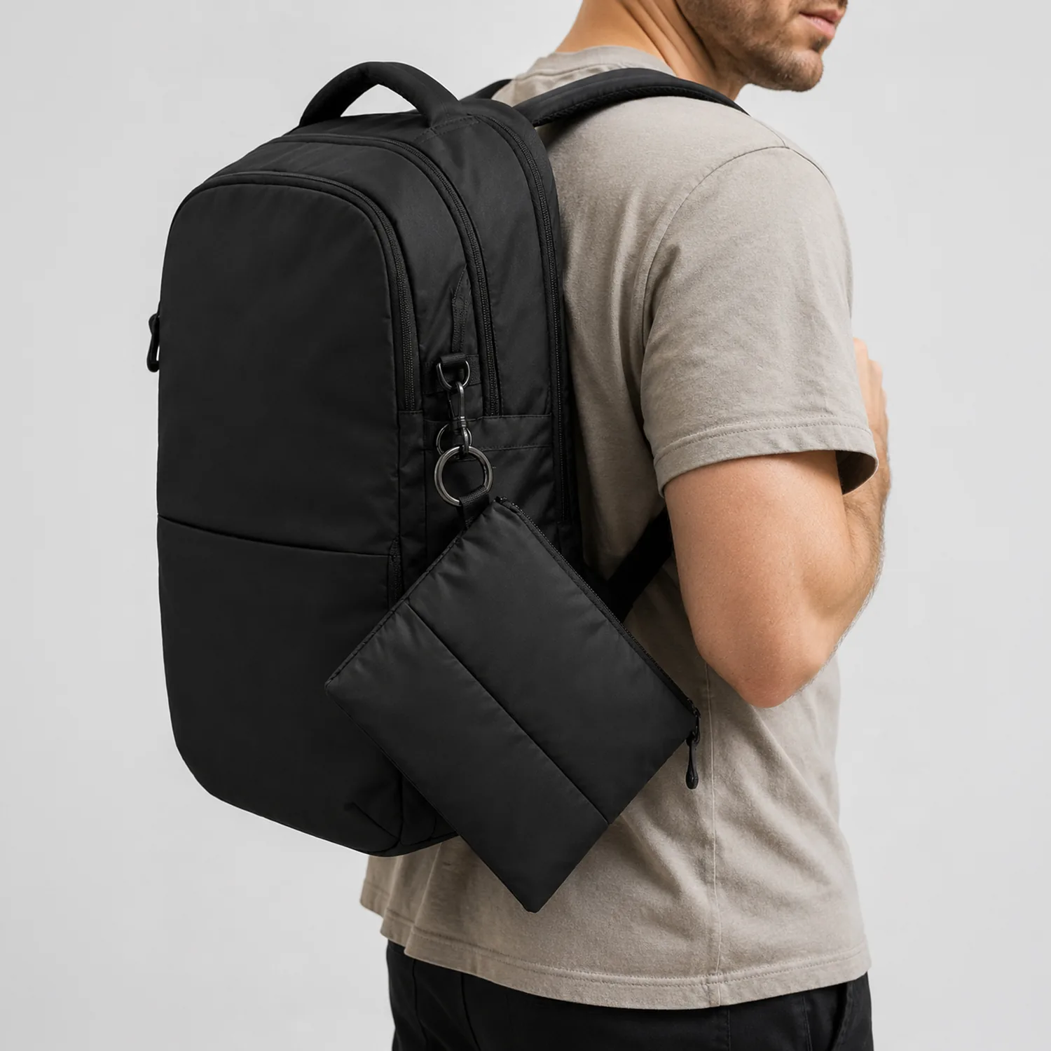 Органайзер для мелочей Superbag Bubble, стёганый, на молнии, с креплением на кольцо-карабин (черный) фото 6