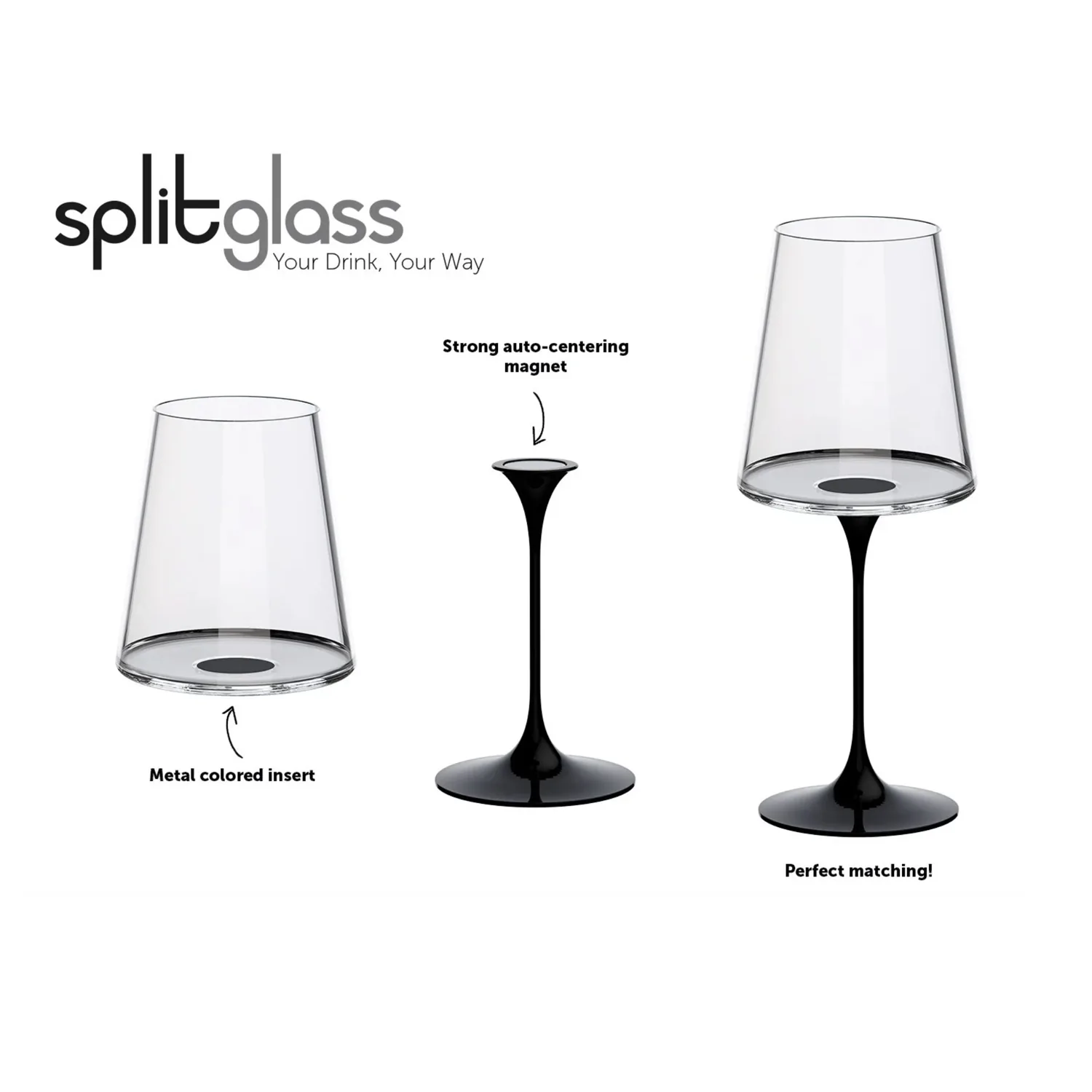 Хрустальный бокал для игристого вина на магните Trebonn SplitGlass, 2 шт, 320 мл фото 4