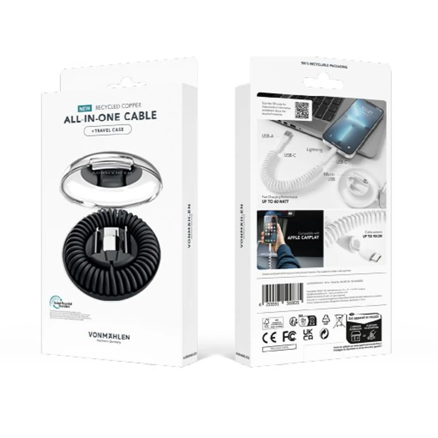 Кабель VONMAHLEN allroundo® eco 6 в 1 с быстрой зарядкой, 90 см