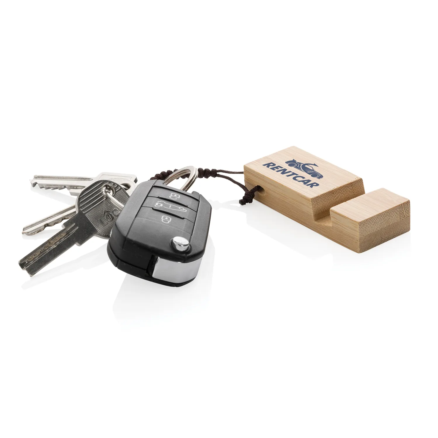 Бамбуковая мини-подставка для телефона Standkey с кольцом для ключей фото 4