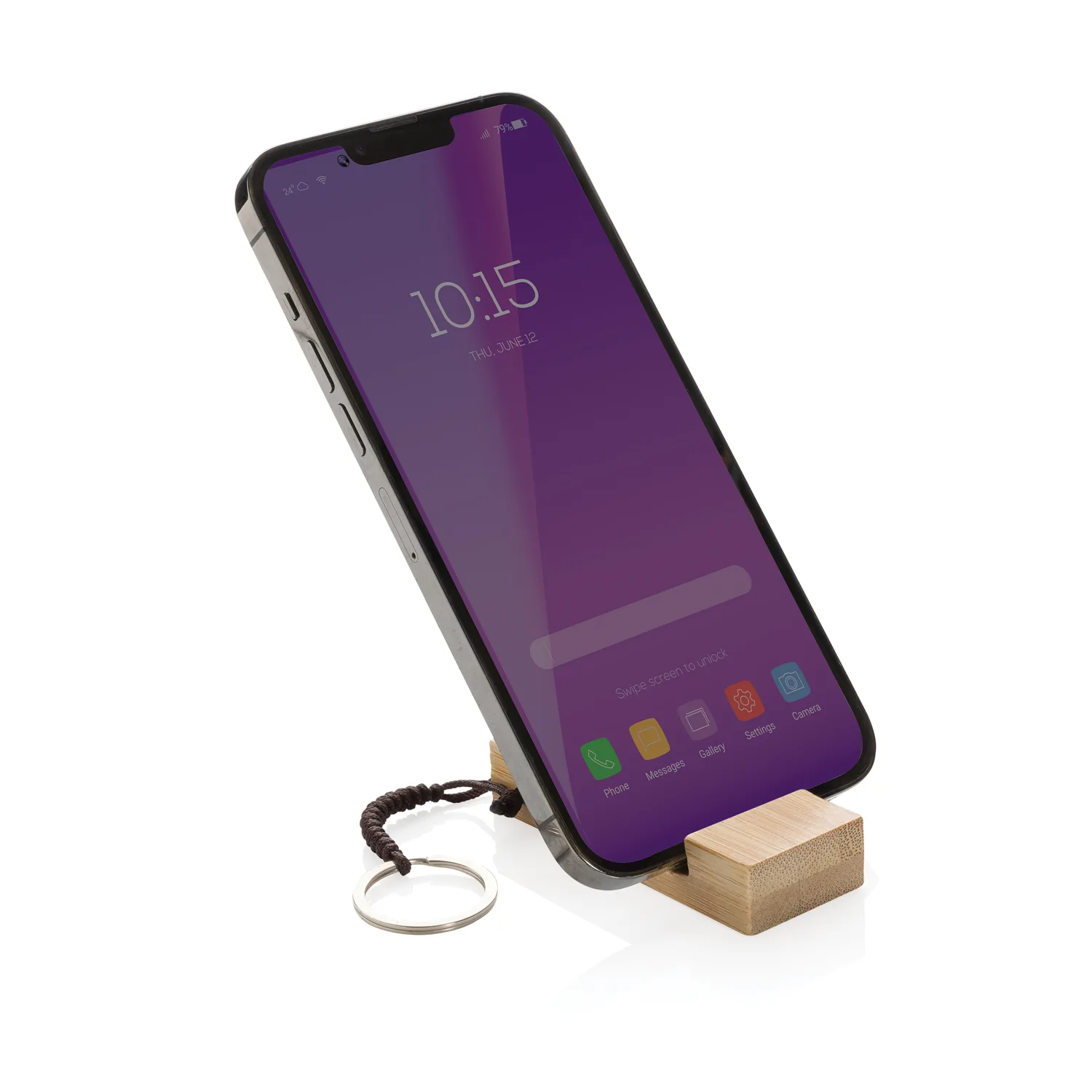 Бамбуковая мини-подставка для телефона Standkey с кольцом для ключей фото 6