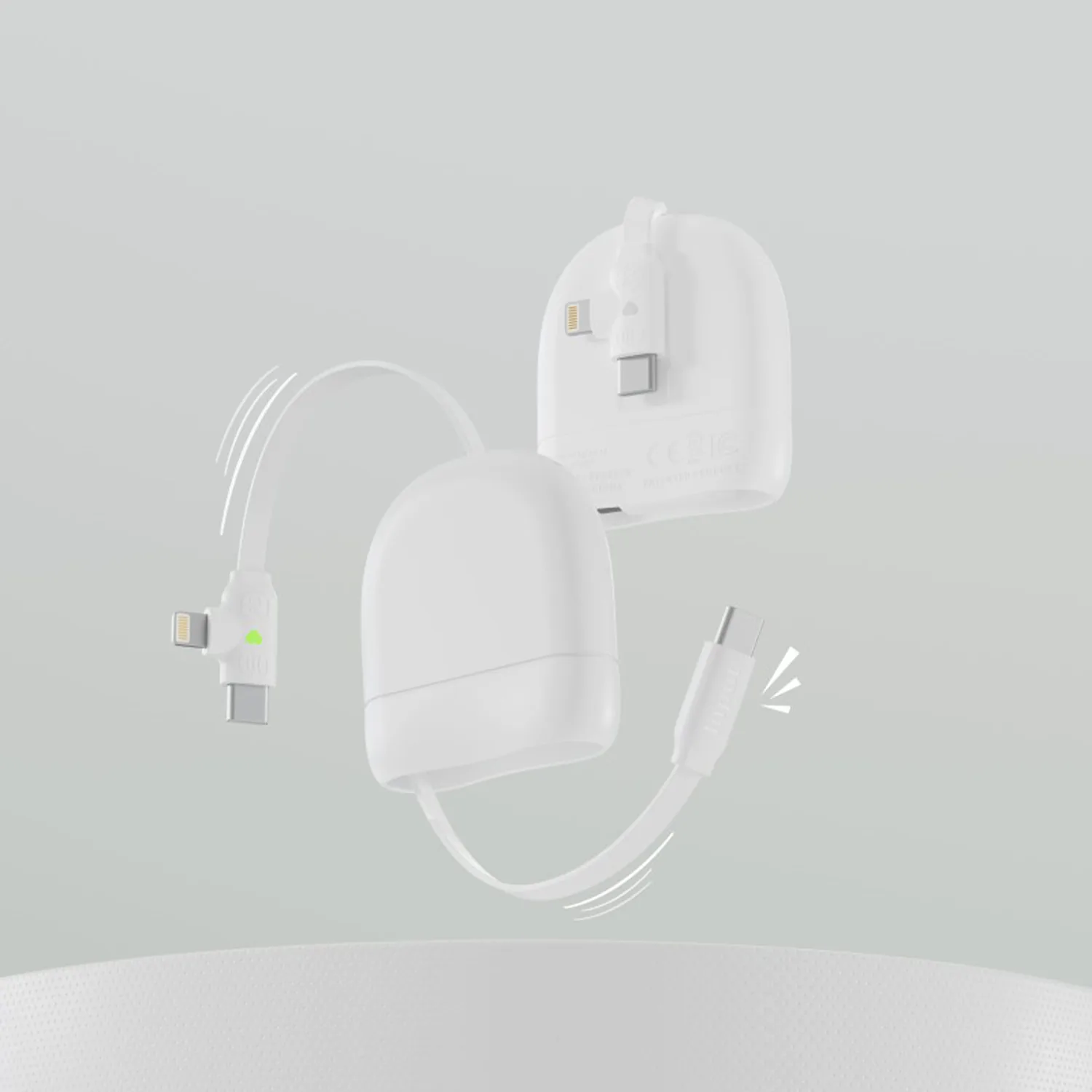 Кабель Xoopar ICE-R с ретрактором 2 в 1, разъёмы USB-C и Lightning, 60 Вт фото 6