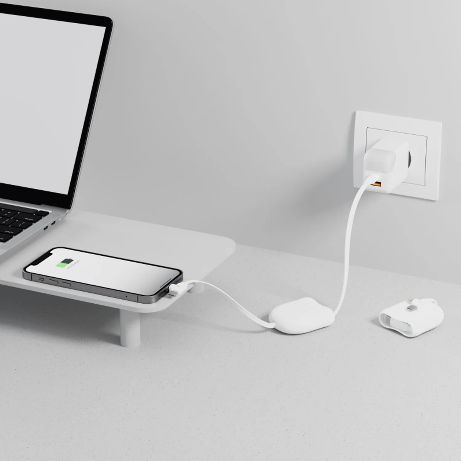 Кабель Xoopar ICE-R с ретрактором 2 в 1, разъёмы USB-C и Lightning, 60 Вт фото 7