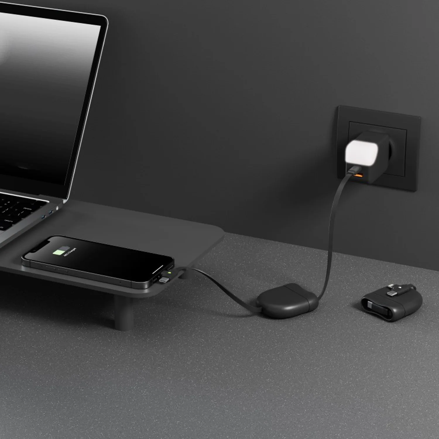 Кабель Xoopar ICE-R с ретрактором 2 в 1, разъёмы USB-C и Lightning, 60 Вт фото 7